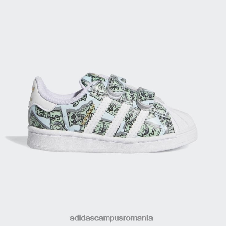 adidas campus romania pantofi superstar cu imprimeu bani jeremy scott albi copii alb/auriu metalic J266N217978