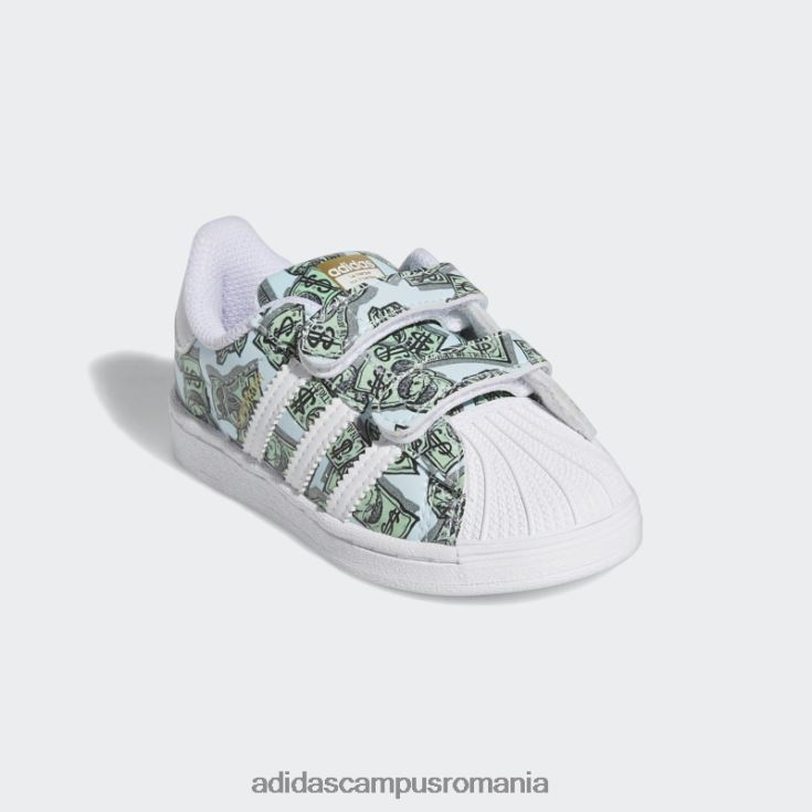 adidas campus romania pantofi superstar cu imprimeu bani jeremy scott albi copii alb/auriu metalic J266N217978