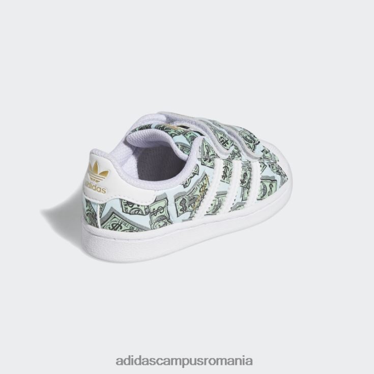 adidas campus romania pantofi superstar cu imprimeu bani jeremy scott albi copii alb/auriu metalic J266N217978