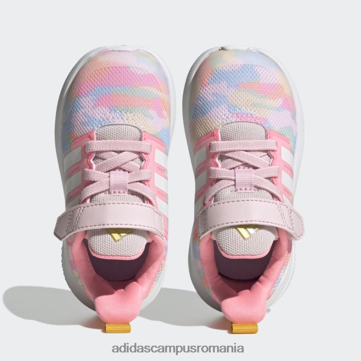 adidas campus romania auriu fortarun 2.0 cloudfoam sport alergare elastic dantela top curea pantofi moda copii roz/alb/auriu J266N224455