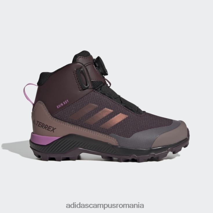 adidas campus romania terrex mid boa rain.rdy cizme de drumeție maro copii maro/roșu/liliac J266N218110
