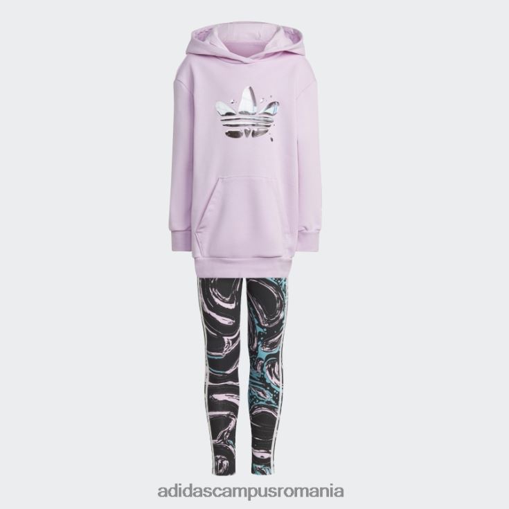 adidas campus romania set de jambiere cu hanorac grafic liliac copii liliac J266N225583