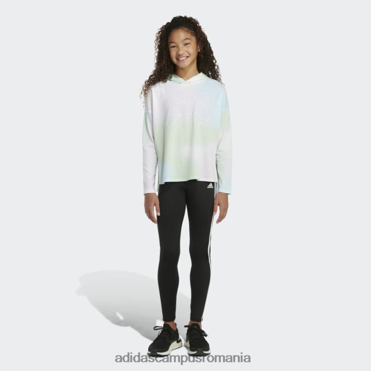 adidas campus romania Tricou alb cu mânecă lungă, cu glugă, imprimeu cu tivul curbat copii alb J266N225439