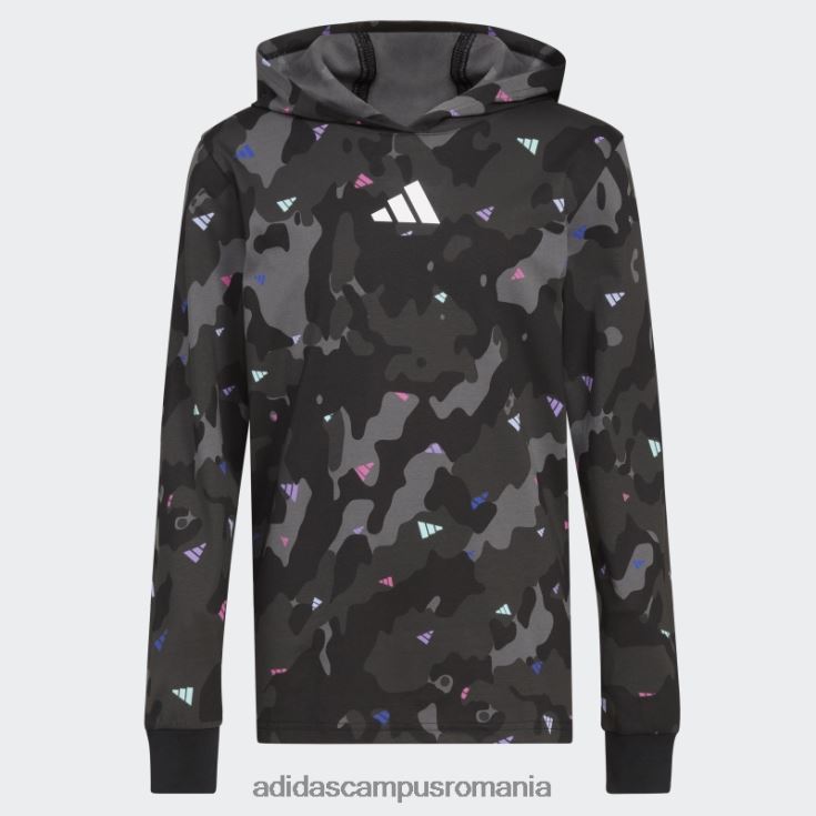 adidas campus romania ls hood tee aop camo negru adidas copii negru J266N225038
