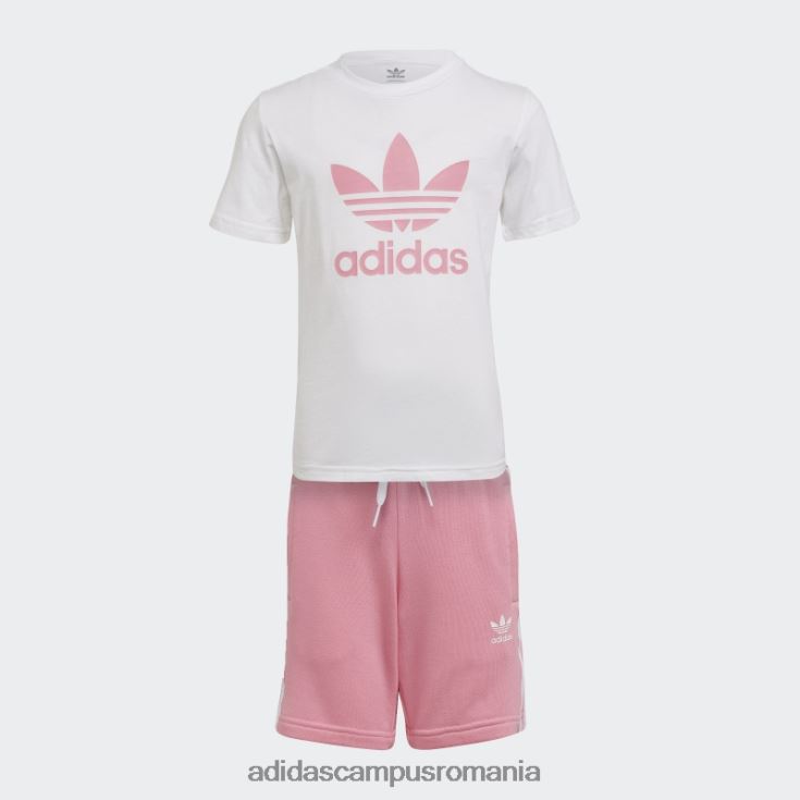 adidas campus romania set pantaloni scurți și tricou adicolor alb copii alb/roz J266N224998