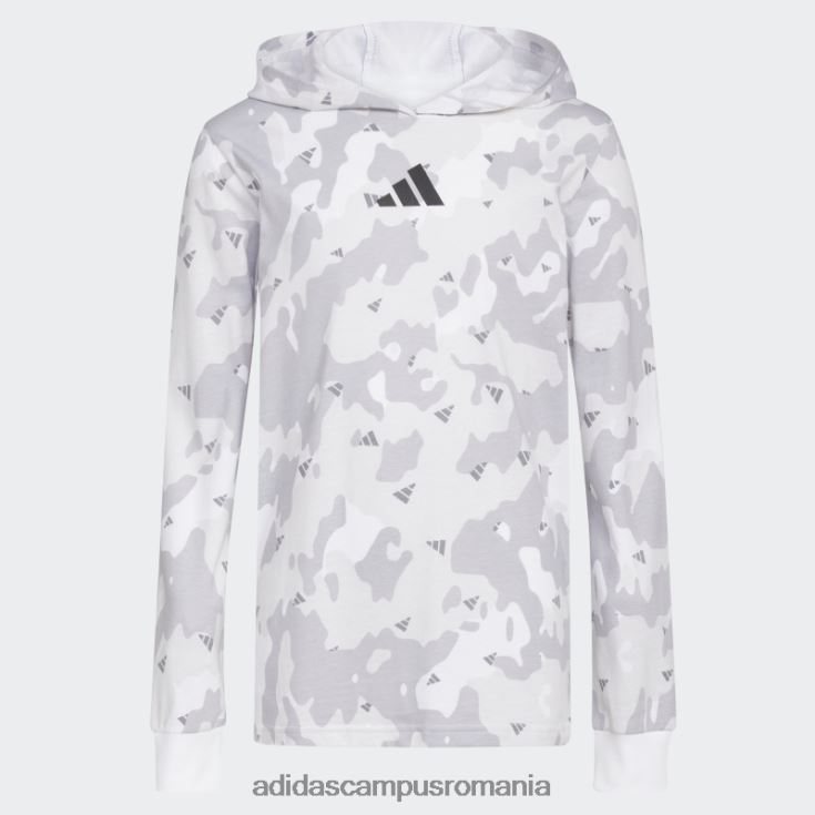 adidas campus romania tricou alb cu glugă ls aop camo copii alb J266N225030