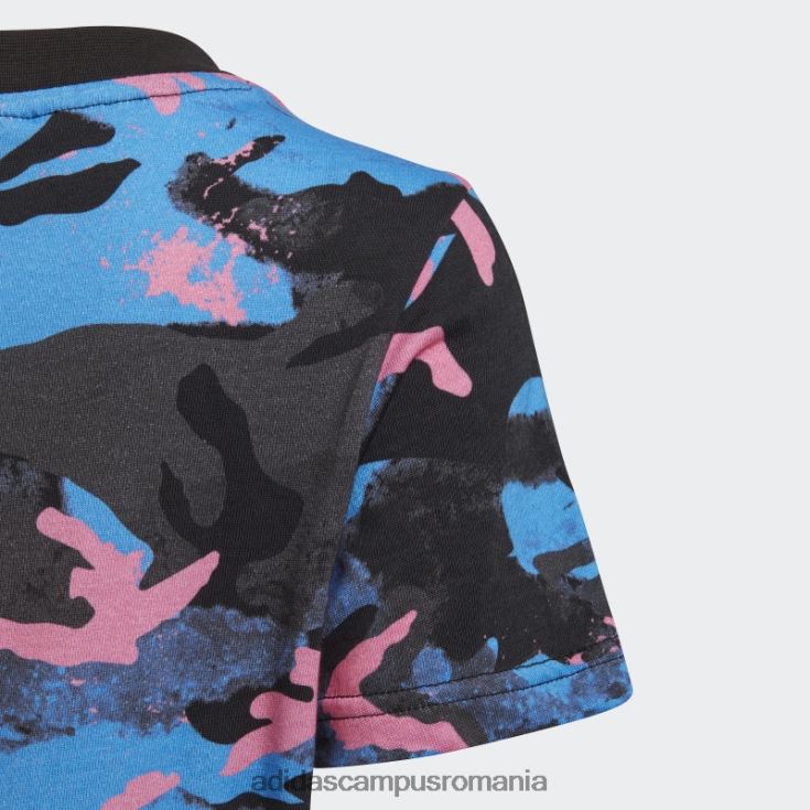 adidas campus romania tricou camo cu imprimeu albastru copii albastru/carbon/negru/roz J266N225060