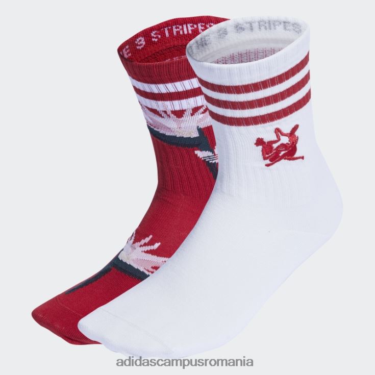 adidas campus romania șosete albe thebe magugu crew 2 perechi femei alb roșu J266N224382