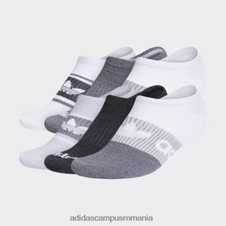 adidas campus romania șosete gradient superlite no-show 6 perechi alb femei alb/gri J266N224355