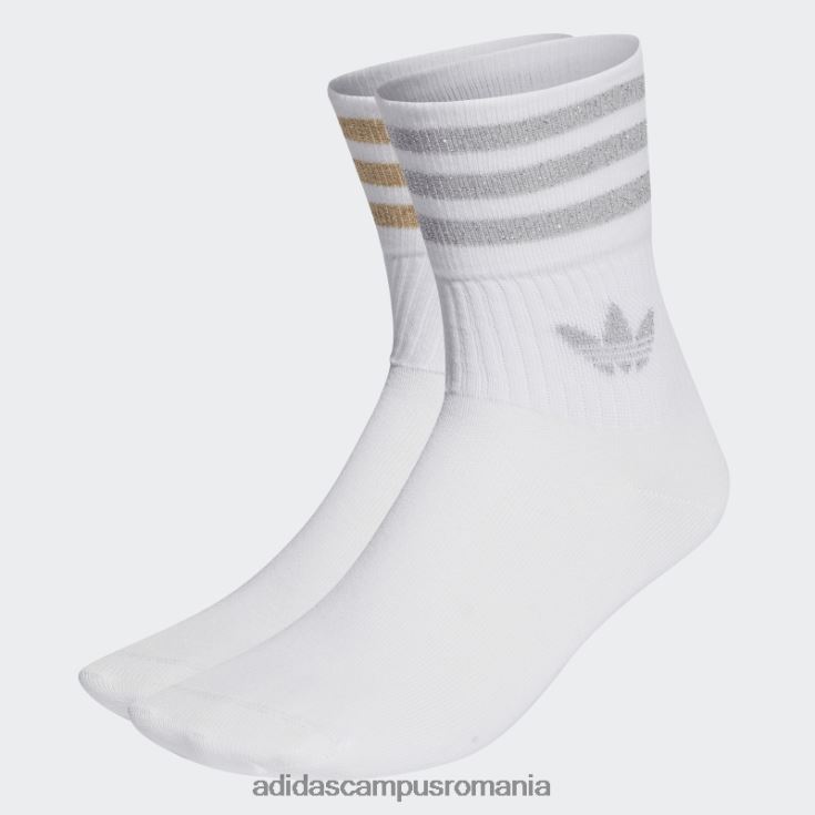 adidas campus romania șosete albi cu sclipici cu tăietură mijlocie 2 perechi adidas femei alb/bej/gri J266N210911