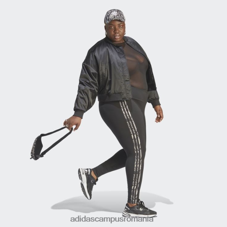 adidas campus romania Jambiere cu imprimeu cu 3 dungi (plus marime) negru femei negru/multicolor J266N223239