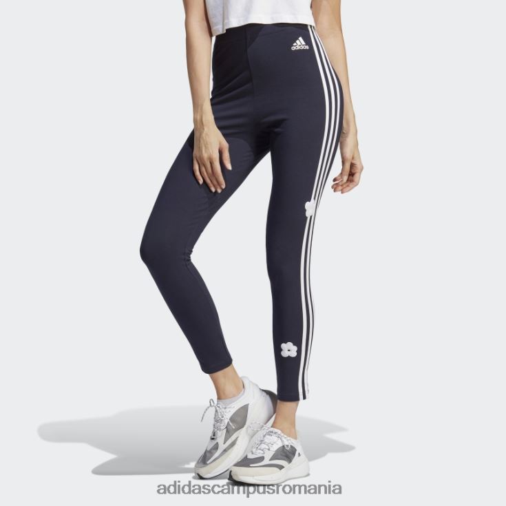 adidas campus romania Jambiere de bumbac cu talie mare cu 3 dungi cu petice flori de chenilia femei cerneală J266N223465