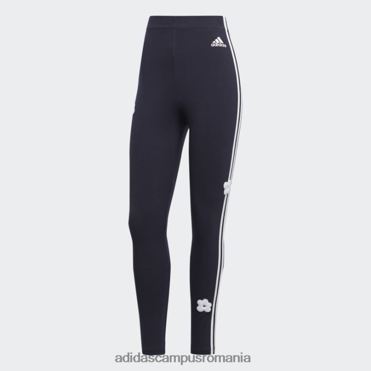 adidas campus romania Jambiere de bumbac cu talie mare cu 3 dungi cu petice flori de chenilia femei cerneală J266N223465