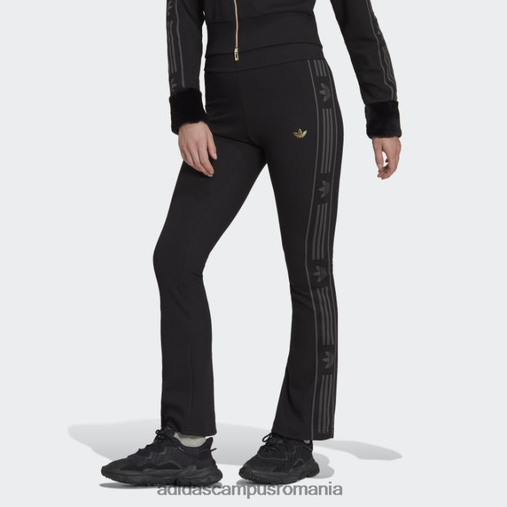 adidas campus romania colanți negri șic evazați cu coaste fierbinți femei negru J266N223533