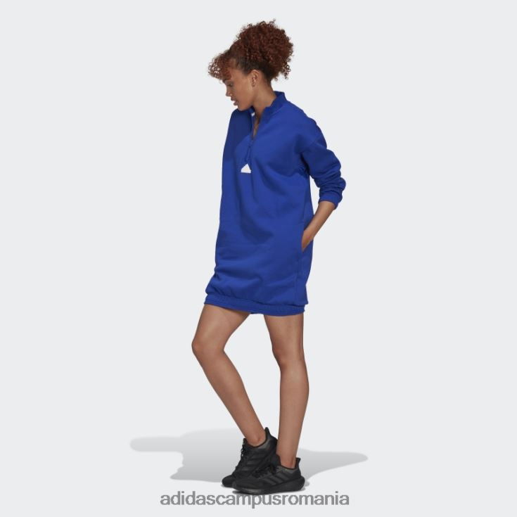 adidas campus romania rochie pulover cu jumătate de fermoar albastră femei albastru J266N224152