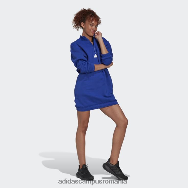 adidas campus romania rochie pulover cu jumătate de fermoar albastră femei albastru J266N224152