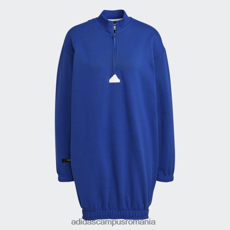adidas campus romania rochie pulover cu jumătate de fermoar albastră femei albastru J266N224152