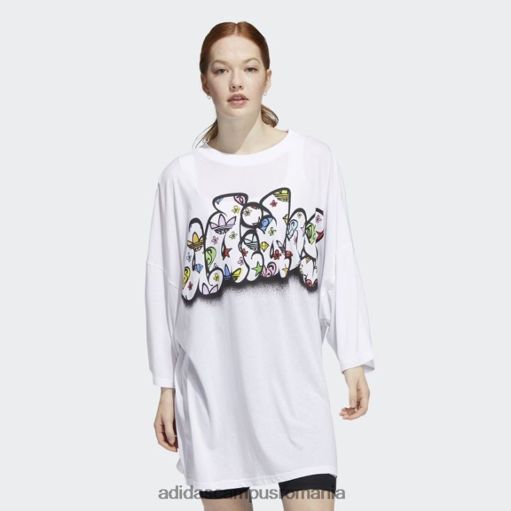 adidas campus romania rochie tee jeremy scott albă femei alb J266N224188