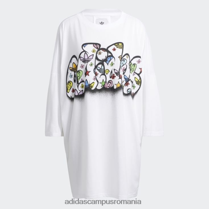 adidas campus romania rochie tee jeremy scott albă femei alb J266N224188