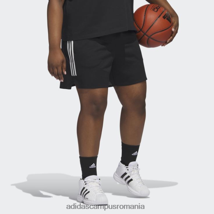 adidas campus romania pantaloni scurți de baschet negri select cu 3 dungi (plus mărime) adidas femei alb negru J266N223289