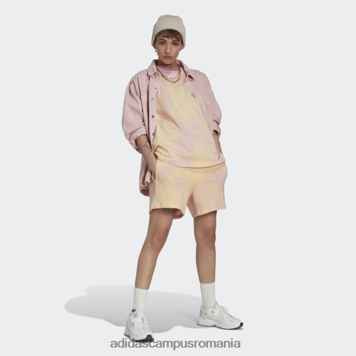 adidas campus romania pantaloni scurți largi cu imprimeu lila femei liliac/galben J266N223569