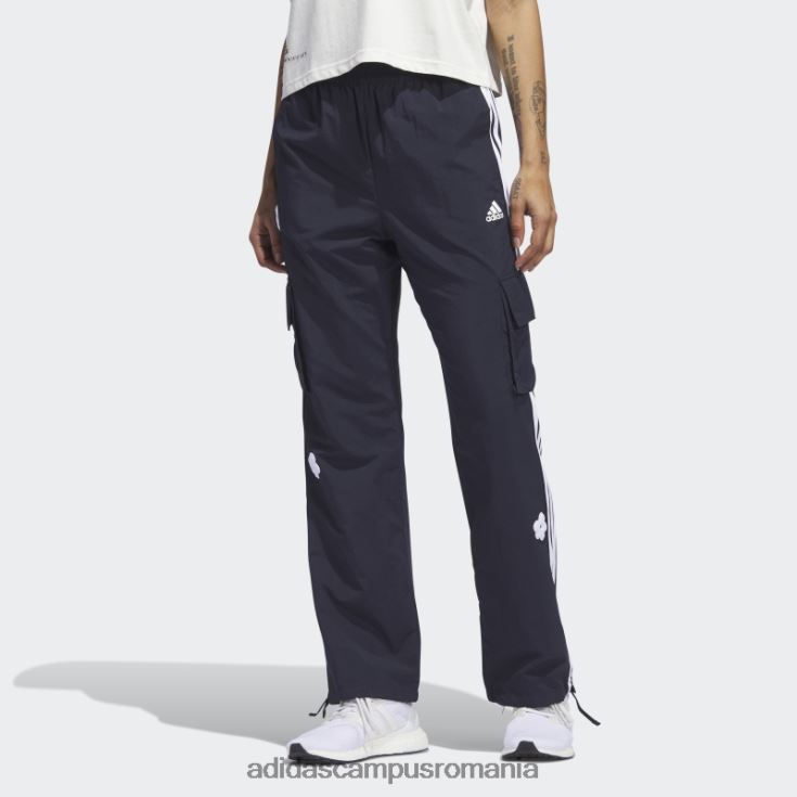 adidas campus romania Pantaloni cargo cu 3 dungi cu cerneală pete de chenilie femei cerneală J266N223822
