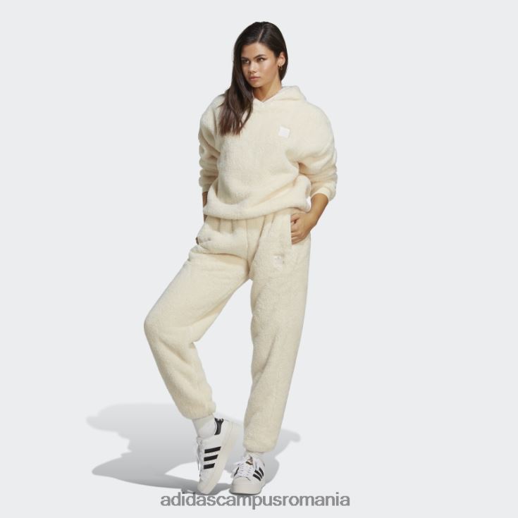 adidas campus romania esențiale albe+ pantaloni pufosi de pluș femei alb J266N223951