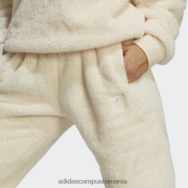 adidas campus romania esențiale albe+ pantaloni pufosi de pluș femei alb J266N223951