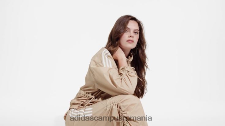 adidas campus romania pantaloni cu volane cu talie înaltă bej, cu 3 dungi femei bej J266N223998