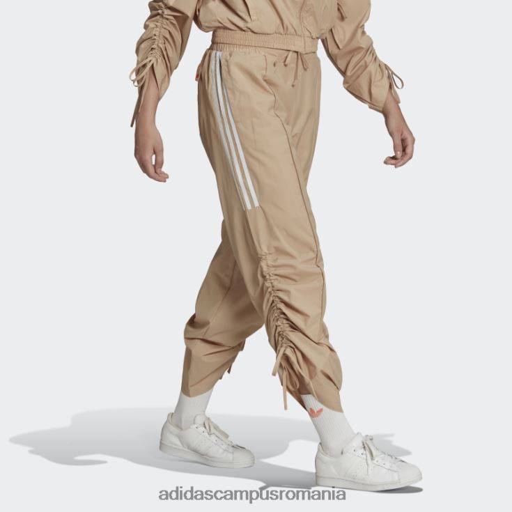 adidas campus romania pantaloni cu volane cu talie înaltă bej, cu 3 dungi femei bej J266N223998