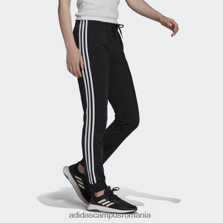 adidas campus romania pantaloni de încălzire primegreen essentials, subțiri, conici, cu trei dungi, negri femei negru J266N223821