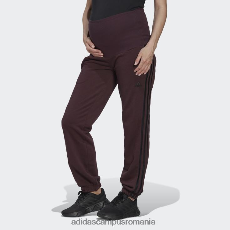 adidas campus romania pantaloni din bumbac maroon essentials cu 3 dungi (maternitate) femei maro/negru J266N224011