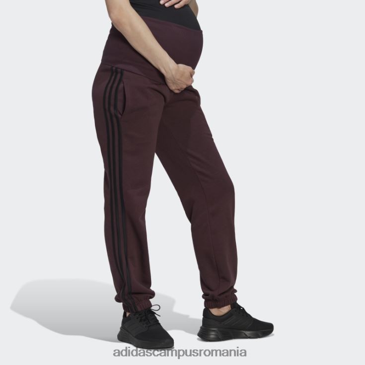 adidas campus romania pantaloni din bumbac maroon essentials cu 3 dungi (maternitate) femei maro/negru J266N224011