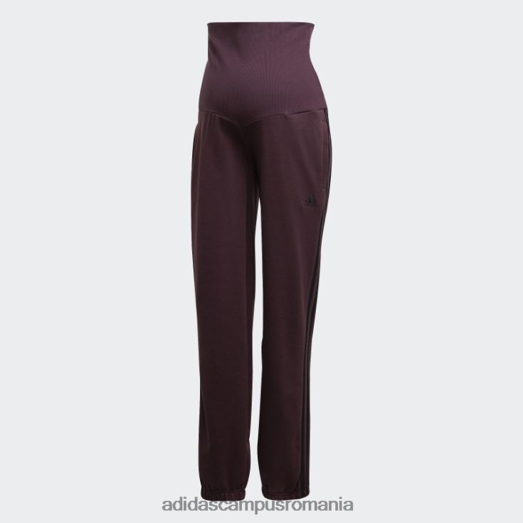 adidas campus romania pantaloni din bumbac maroon essentials cu 3 dungi (maternitate) femei maro/negru J266N224011