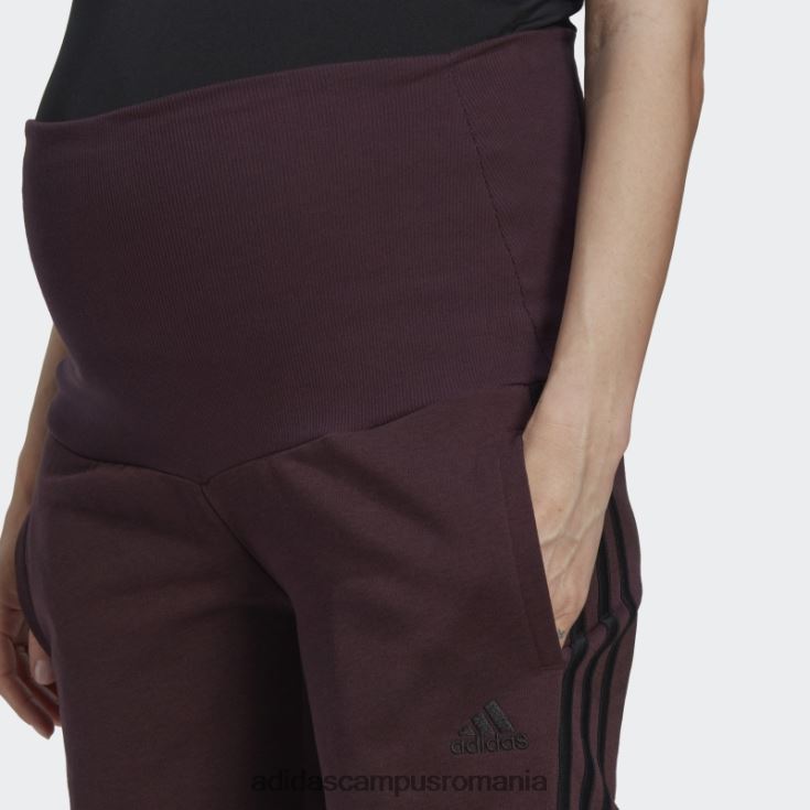 adidas campus romania pantaloni din bumbac maroon essentials cu 3 dungi (maternitate) femei maro/negru J266N224011