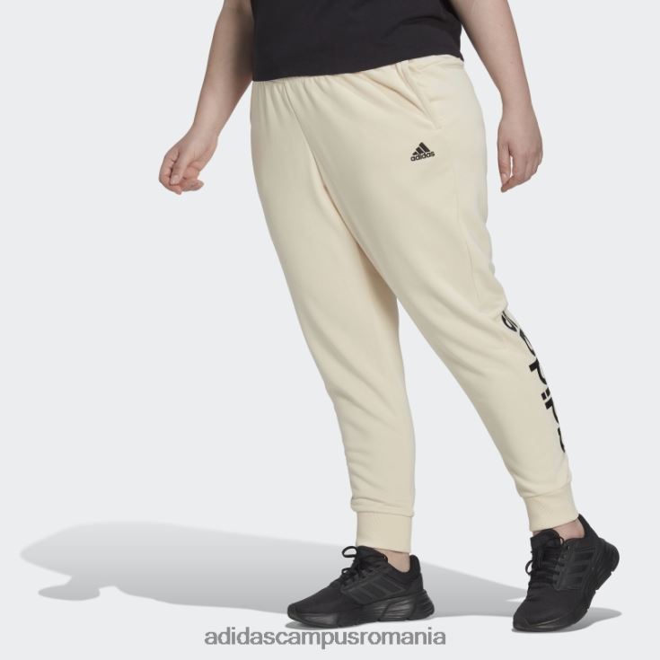 adidas campus romania pantaloni ecru tint essentials french terry cu logo (mărime plus) femei nuanță ecru/alb J266N223339