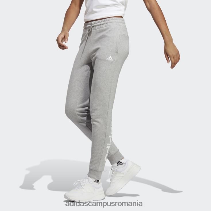 adidas campus romania pantaloni liniari French Terry cu manșete, gri mediu, essentials femei gri mediu/alb J266N223849