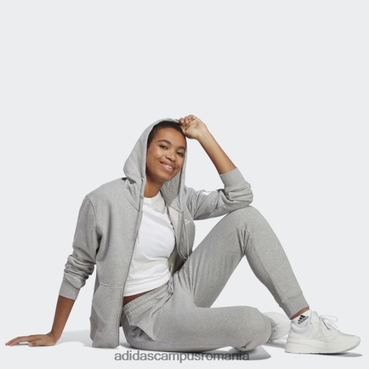 adidas campus romania pantaloni liniari French Terry cu manșete, gri mediu, essentials femei gri mediu/alb J266N223849