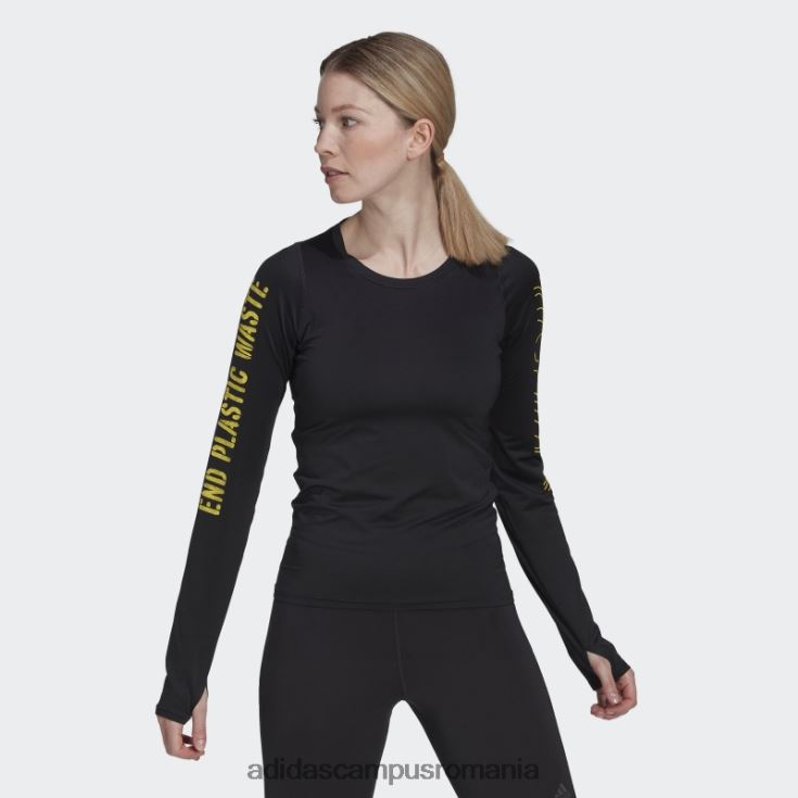 adidas campus romania Tricou cu mânecă lungă cu deșeuri din plastic la capătul negru femei negru J266N22879