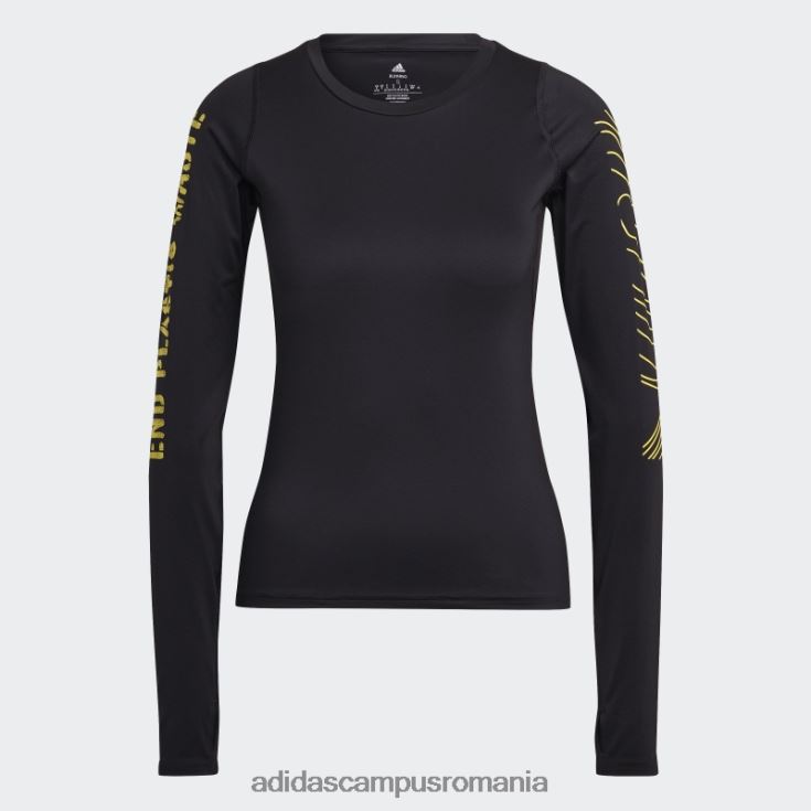 adidas campus romania Tricou cu mânecă lungă cu deșeuri din plastic la capătul negru femei negru J266N22879