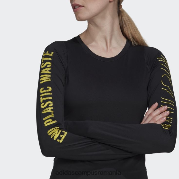 adidas campus romania Tricou cu mânecă lungă cu deșeuri din plastic la capătul negru femei negru J266N22879