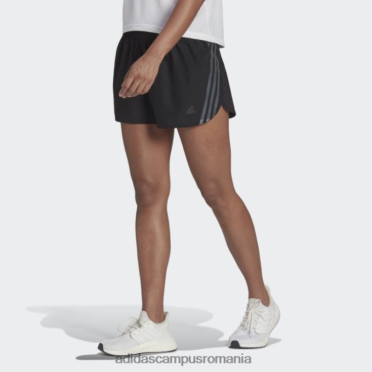 adidas campus romania black run icons pantaloni scurți de alergare cu 3 dungi femei negru J266N210817