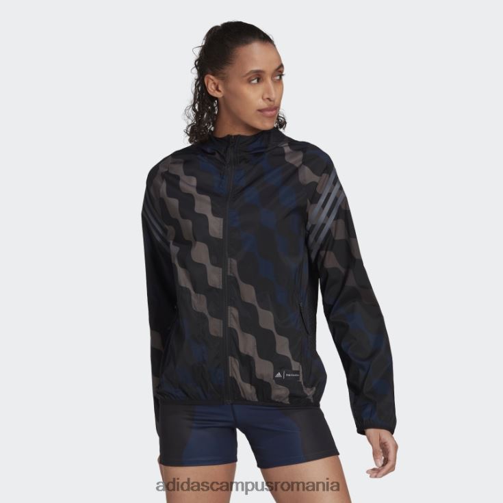 adidas campus romania marimekko run icons 3 dungi cu glugă pentru alergare, negru femei negru J266N22935