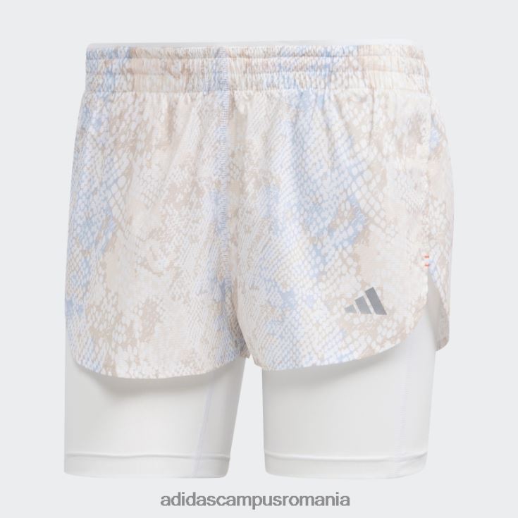 adidas campus romania pantaloni scurți 2-în-1 albi alergați rapid femei alb/aluminiu J266N217008