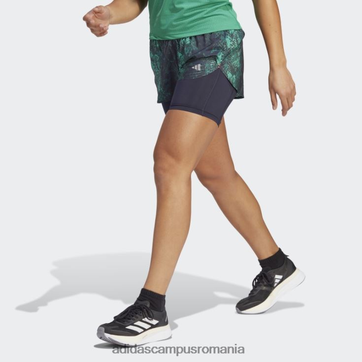 adidas campus romania pantaloni scurți 2 în 1 black run fast femei negru/verde/verde curte J266N29058