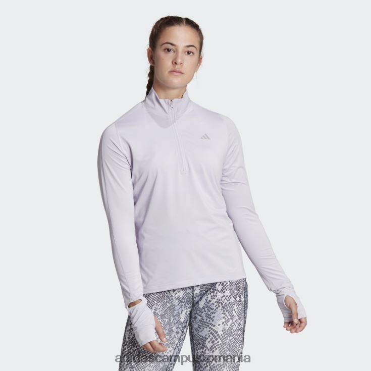 adidas campus romania top cu mânecă lungă cu jumătate de fermoar de alergare rapidă, argintiu, modă femei zori argintii J266N210753
