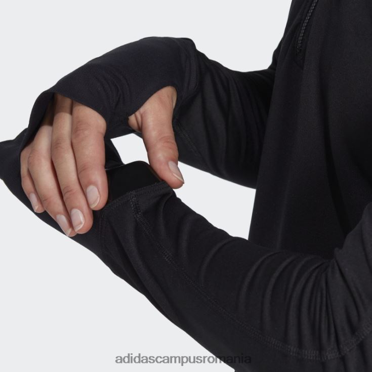 adidas campus romania top negru cu mânecă lungă, cu jumătate de fermoar, cu alergare rapidă femei negru J266N210156