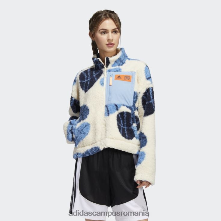 adidas campus romania jachetă hoop york city sherpa tentă ecru femei nuanță ecru J266N210441