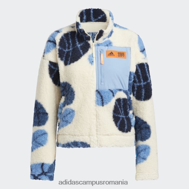 adidas campus romania jachetă hoop york city sherpa tentă ecru femei nuanță ecru J266N210441