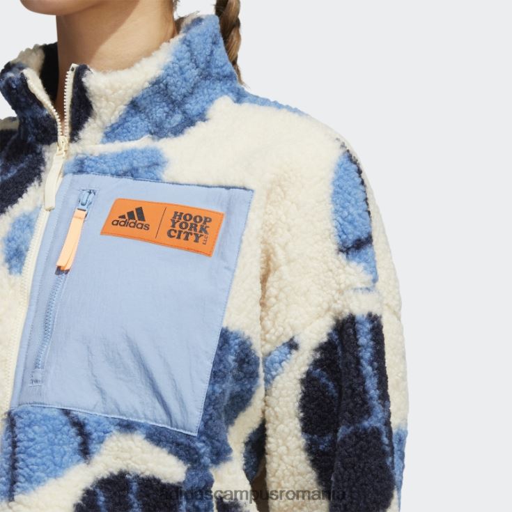 adidas campus romania jachetă hoop york city sherpa tentă ecru femei nuanță ecru J266N210441
